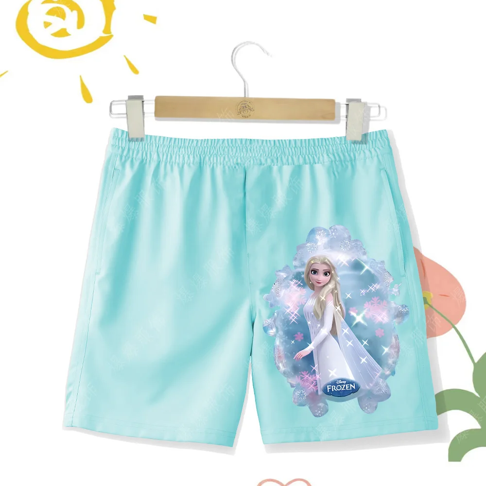 2024 Multicolor Summer Children's High Quality Beach Pants Girl Cartoon Print Cute Comfortable,  Shorts Quick drying Durable