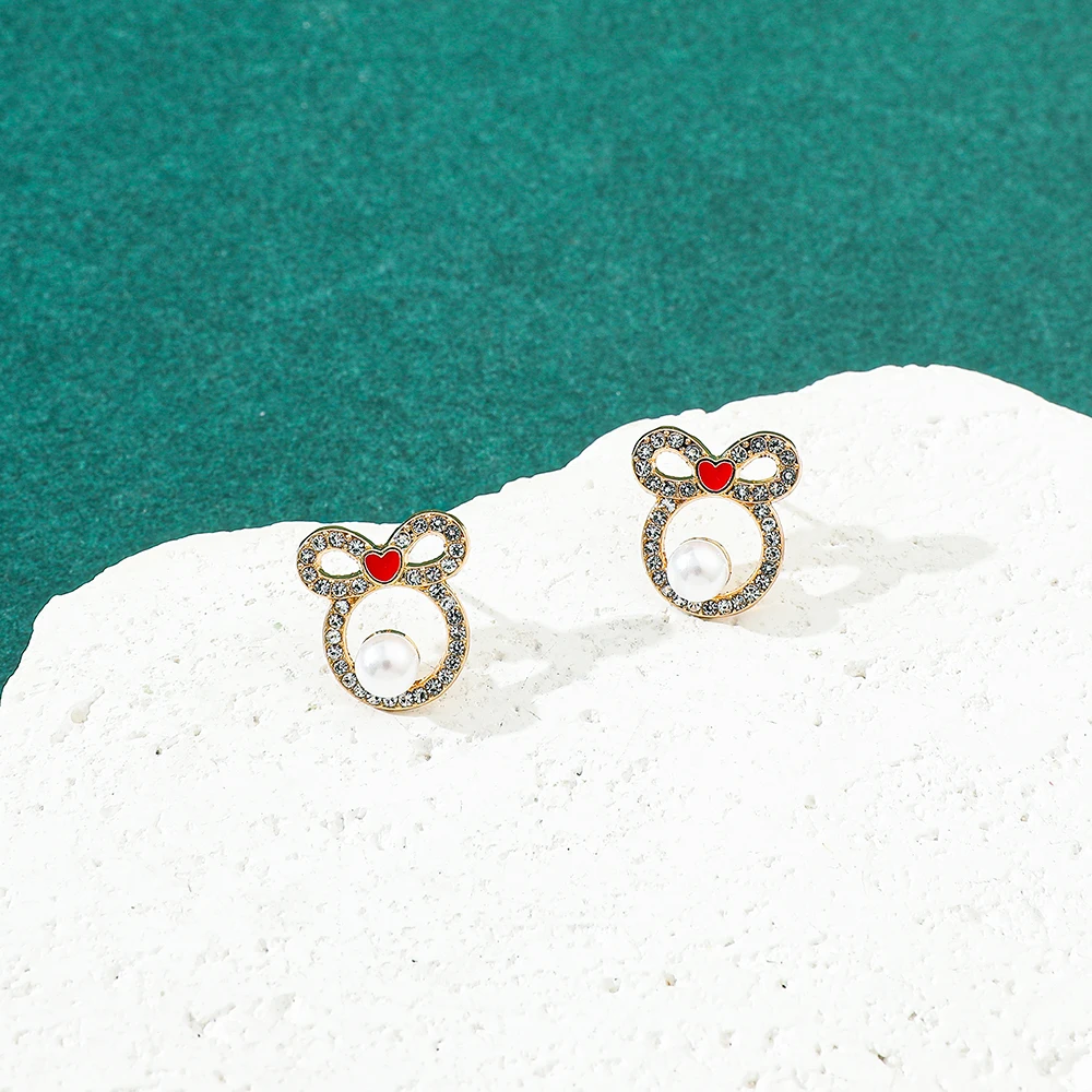 Minnie Cartoon Earring for Woman, Girl's Ear Clip, Mickey, Minimalist, Fashionable, Accessories, New