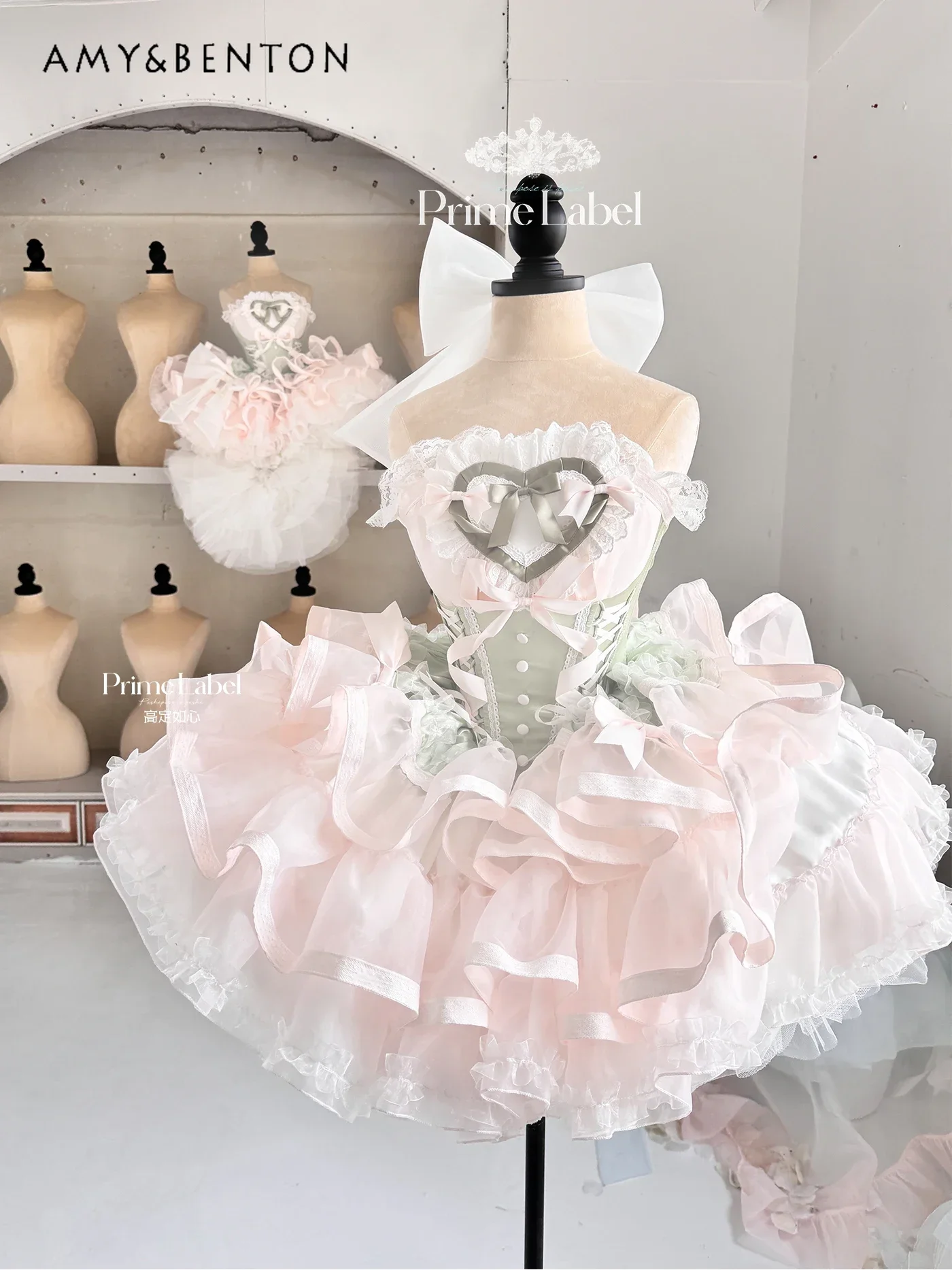 Girly Style Sweet Love Bow Tube Top Tutu Dress Sexy Sleeveless Splicing Color Slim Multi-layer Dresses Birthday Dress for Women