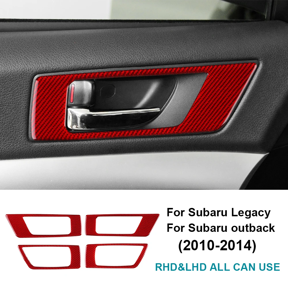 

For Subaru Legacy Outback 2010 2011 2012 2013 2014 Door Handle Frame Real Soft Carbon Fiber Sticker Car Interior Accessories