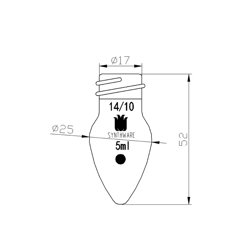 

Микро-бутылка SYNTHWARE в форме сердца с резьбовым интерфейсом, колба в форме груши, соединительная 14/10, боросиликатное стекло, F32