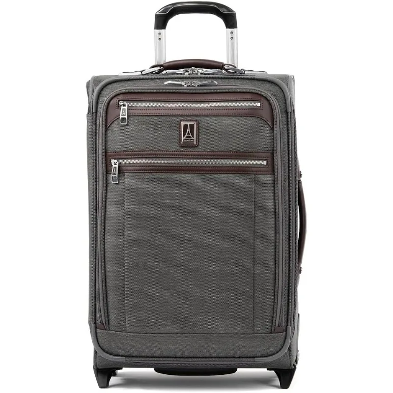 Platina Elite Softside Uitbreidbare Handbagage, 2 Wiel Rechtopstaande Koffer, Usb-Poort, Mannen En Vrouwen, Vintage Grijs