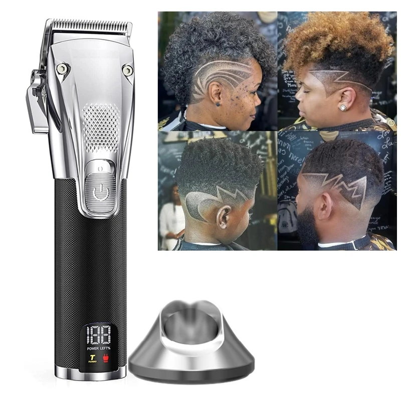 

Kemei K33S Регулируемая парикмахерская электрическая машинка для стрижки волос Профессиональный ЖК-дисплей Триммер для волос Машинка для стрижки бороды Перезаряжаемая