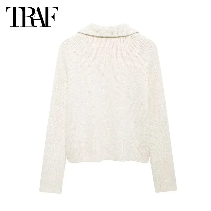 TRAF maglione da donna cardigan corto 2024 autunno elegante manica lunga Top cardigan lavorato a maglia capispalla da donna cappotto corto Casual