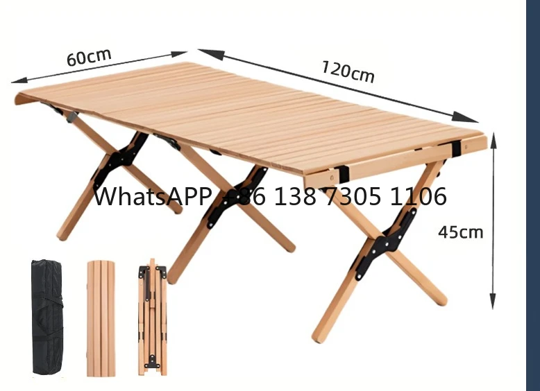 

Oak folding chair egg roll table outdoor camping picnic lunch camp self-driving tour folding table