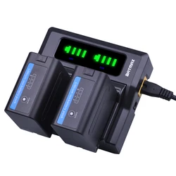 7200mAh NP F970 NP-F960 Power Indicator Battery Batterie +Ultra Fast LCD Dual Charger for Sony NP F970 F960 F550 F570 QM91D