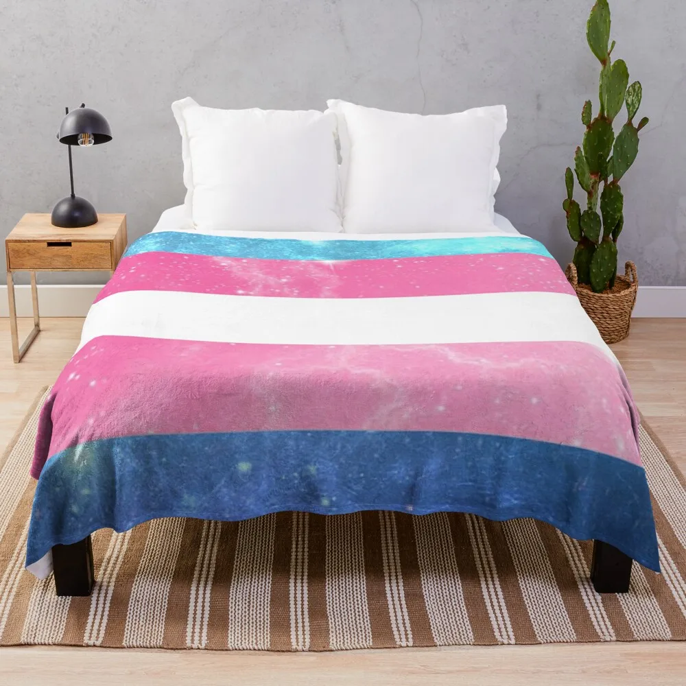 

Trans Flag - LGBTQ Galaxy Throw Blanket Winter bed blankets Polar blanket Travel Blanket