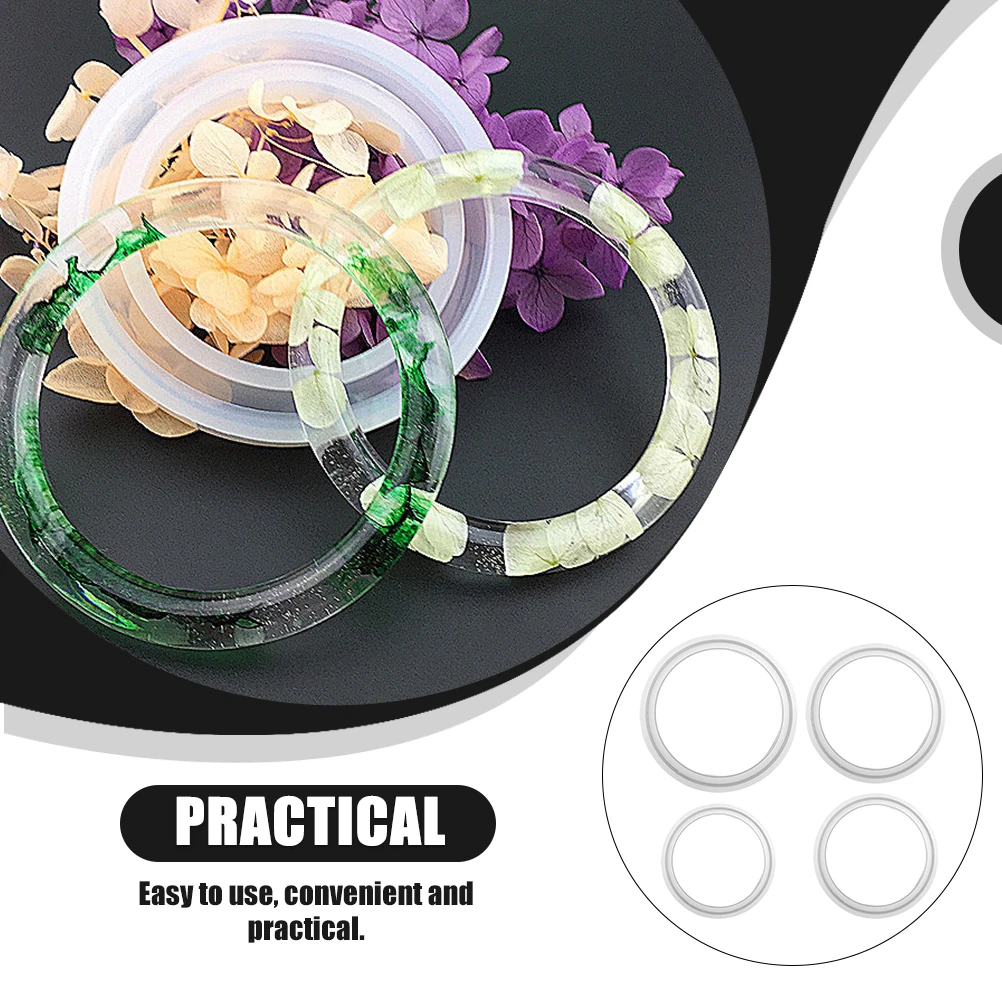 

4 pcs Silicone Bangle Mould For Diy Bracelet Making Mold Craft Casting Resin Art Jewelry Tool Kit Fracture