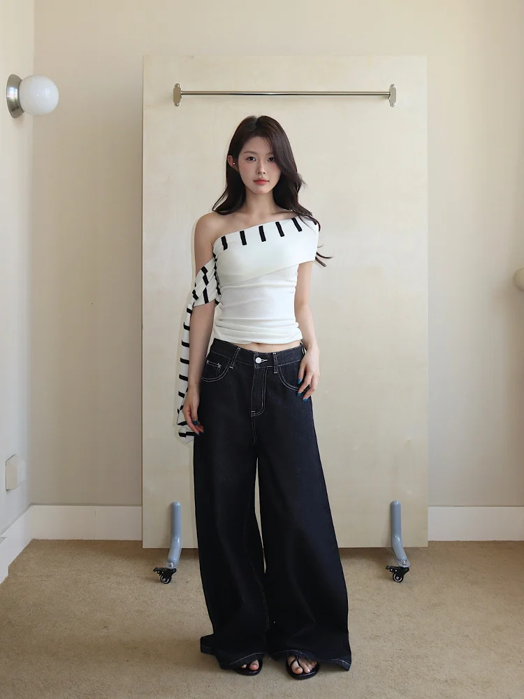 

Широкие брюки Bla для женщин, осенне-зимние, повседневные, с застежкой-молнией, из джинсовой ткани, износостойкие, свободного кроя, размеры 8-48.