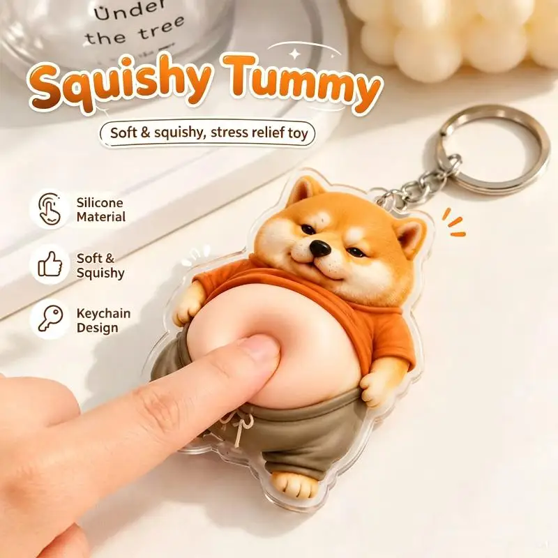 S Cute Cat Dog Acrylic Keychain Soft Belly Clear Print Great For Bag Decoration Pet Lover Gift