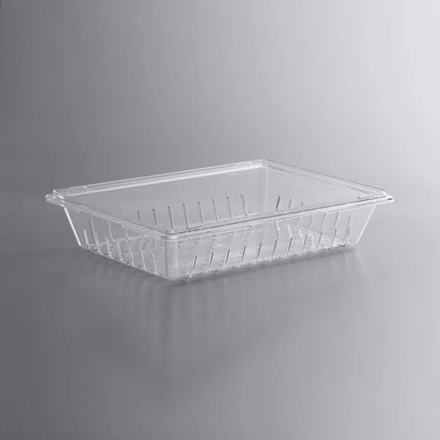 

26 x 18 x 5 Inch Clear Polycarbonate Food Drain Box, Commercial Colander with Drain Holes, NSF Listed, Stackable, Dishwasher Saf