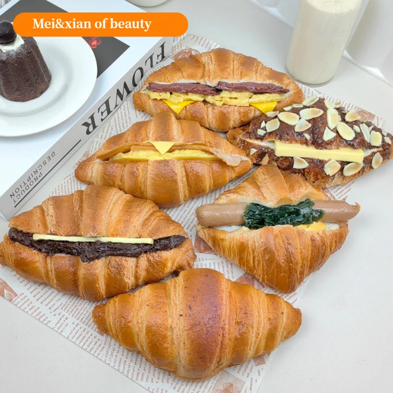 Искусственный Круасан Кесун из искусственной кожи, модель торта, имитация французского хлеба, пекарни, витрина, реквизит для фотосъемки, свадебные украшения
