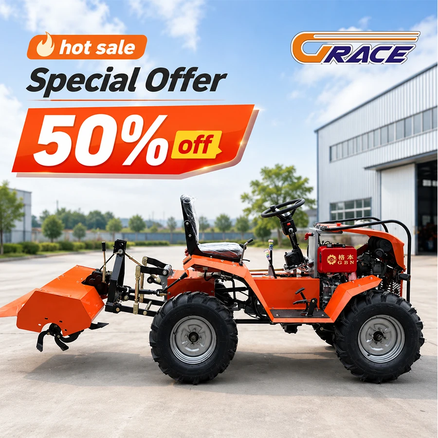 Mini 4x4 Wheeled Agricultural Tractor Compact and Multi-Functional Power Tiller for Small Farms with Accessories