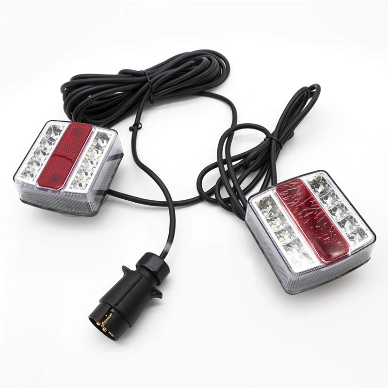 12V 16+16 LED Magnetic Trailer Tail Light IP68 Waterproof Warning Brake License Plate Lamp Kit With 7‑Pin Connector
