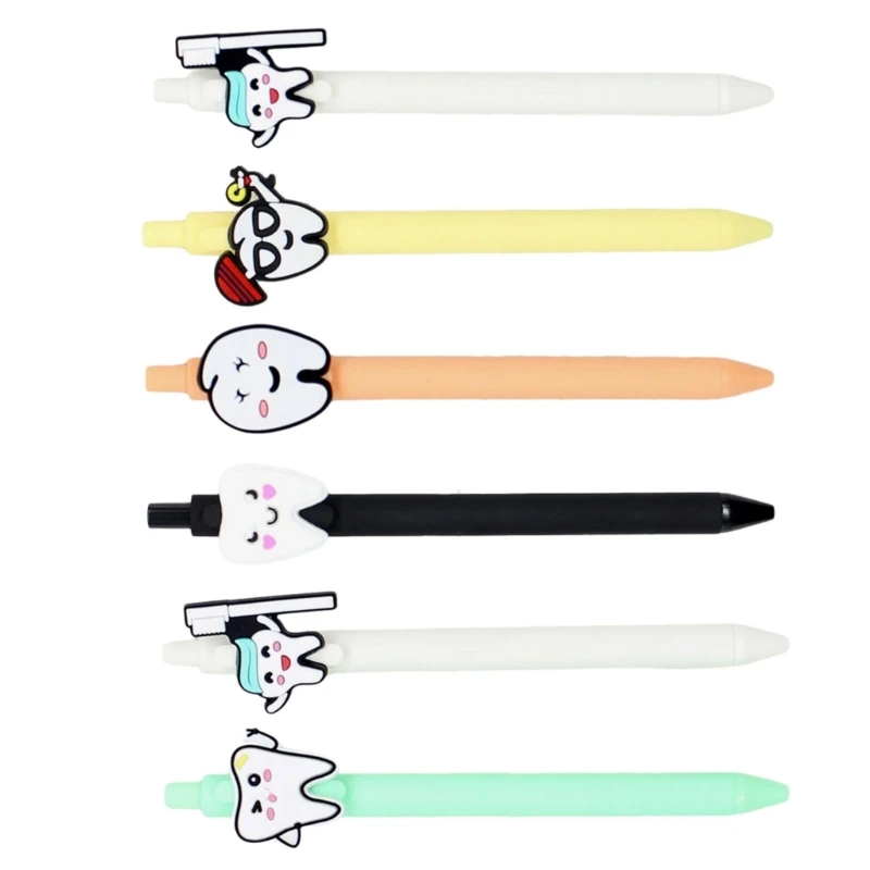 6pcs зубной шариковой ручкой 1,0 мм плавной писательской писатель