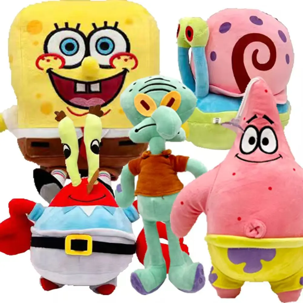 

HOT SALE 10pcs Anime Spongebobs plush toy Squarepants Patrick Star Squidward Eugene Krabs Gary Stuffed Plush Toys Birthday Gift