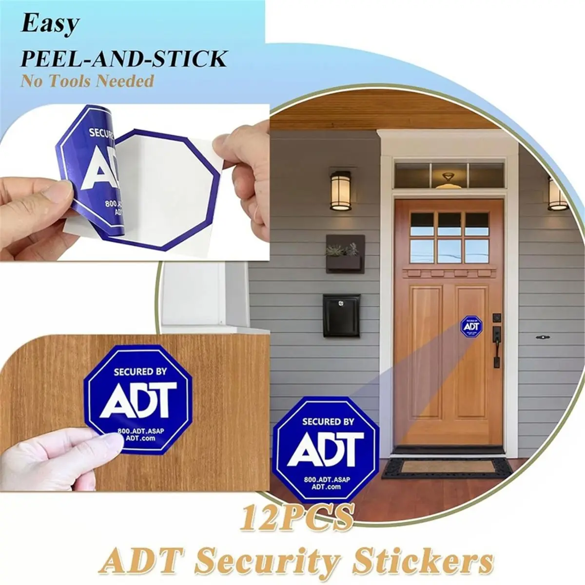 Multi-use Gear 24 Pack ADT , ADT Security Decals,HD Printed for , Door, Indoor/Outdoor