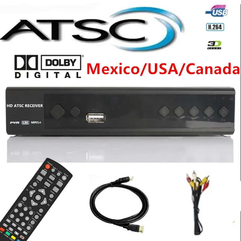 Meksyk HD Digital TV Decoder ATSC TV Converter Box Terrestrial Set Top Box z wyjściem HD Tuner TV HDTV dla USA/Canada ATSC-T