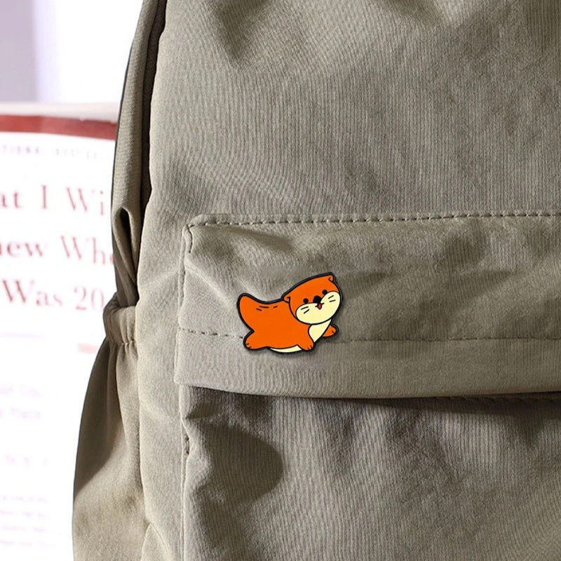Cute Cartoon Cat Otter Shape Alloy Brooch Pin Lovely Small Animal Badge DIY Clothing Bags Hat Scarf T-shirt Jeans Accessory
