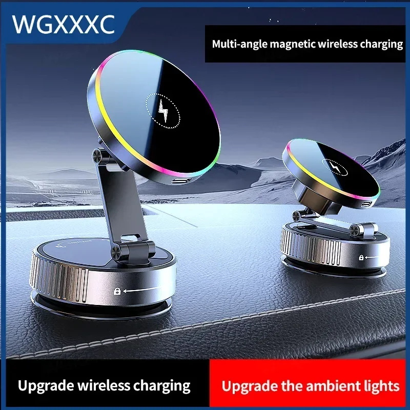 

15W Wireless Charge 360 Degree Rotatable Vacum Car Holdermagnetic Car Mount Vacuum Phone Holder for Iphone Samsung Xiaomi