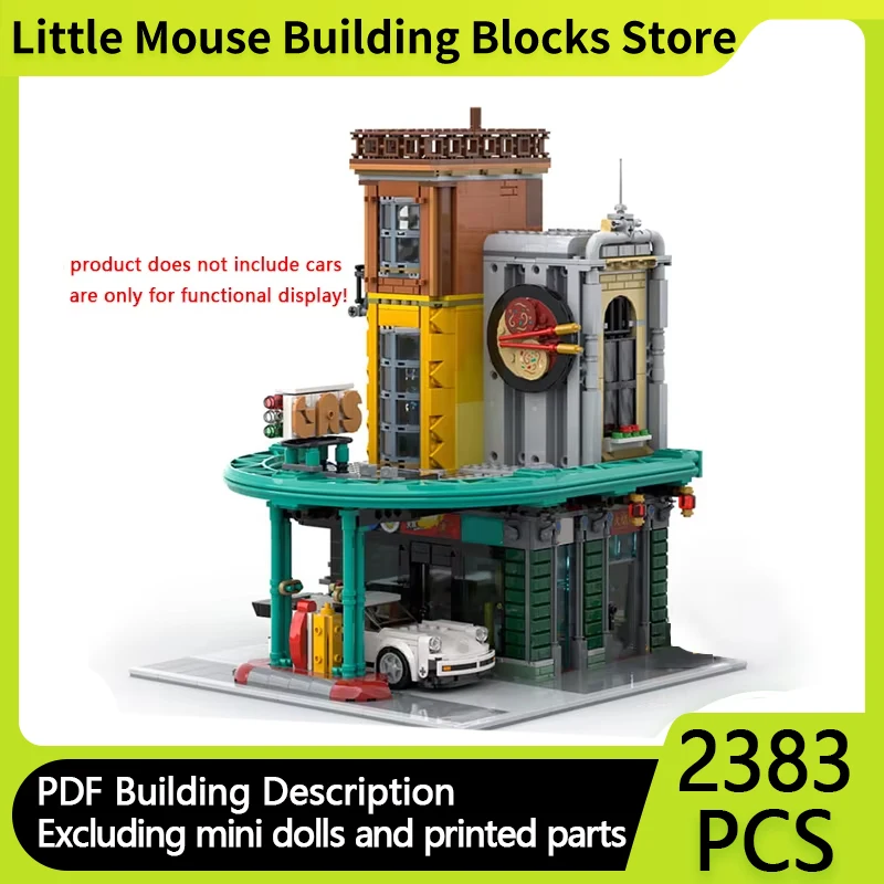 Street View Model MOC Building Bricks Gas Station Convenience Store Modular Technology Gifts Holiday Assemble Children Toys Suit