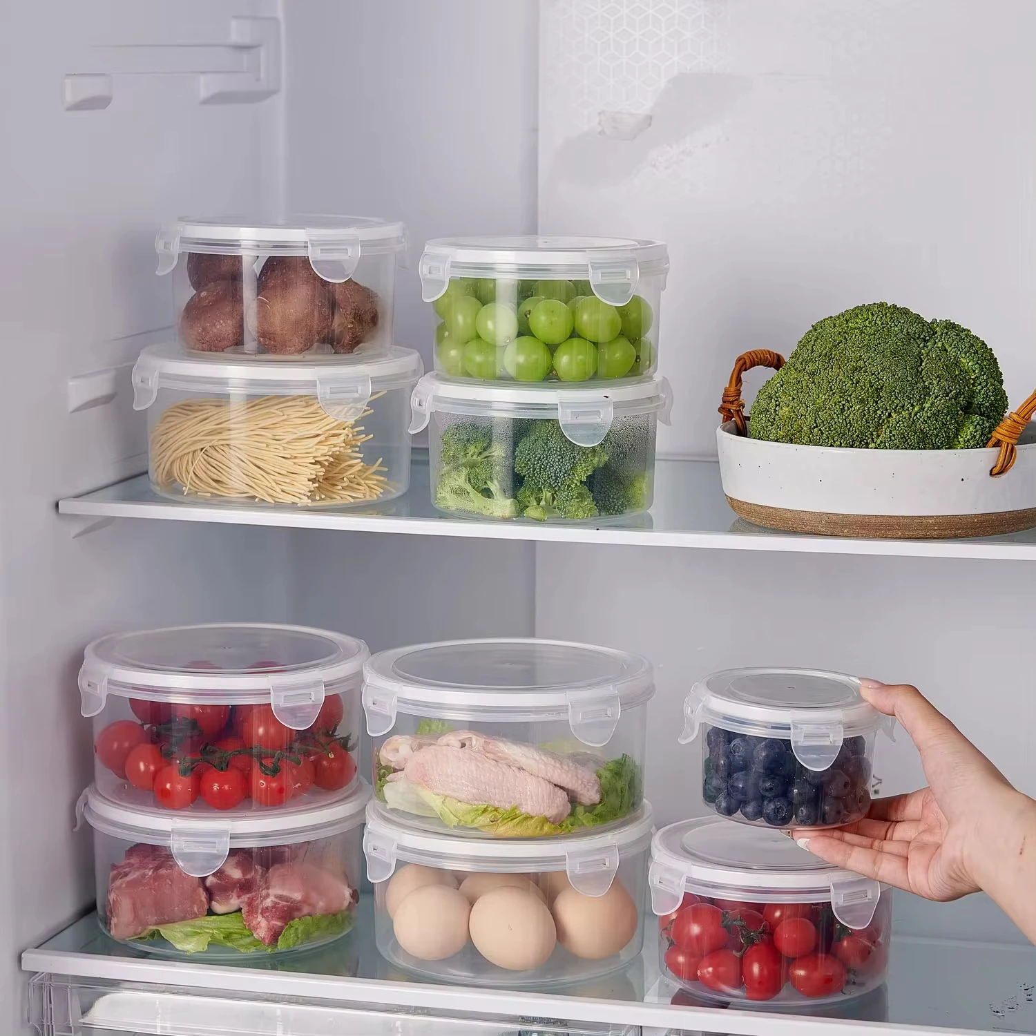 LDECO Leakproof Kitchen Container Set, Food Containers with Lids, Easy Snap Lock Seal, 15pcs Picnic Container Set