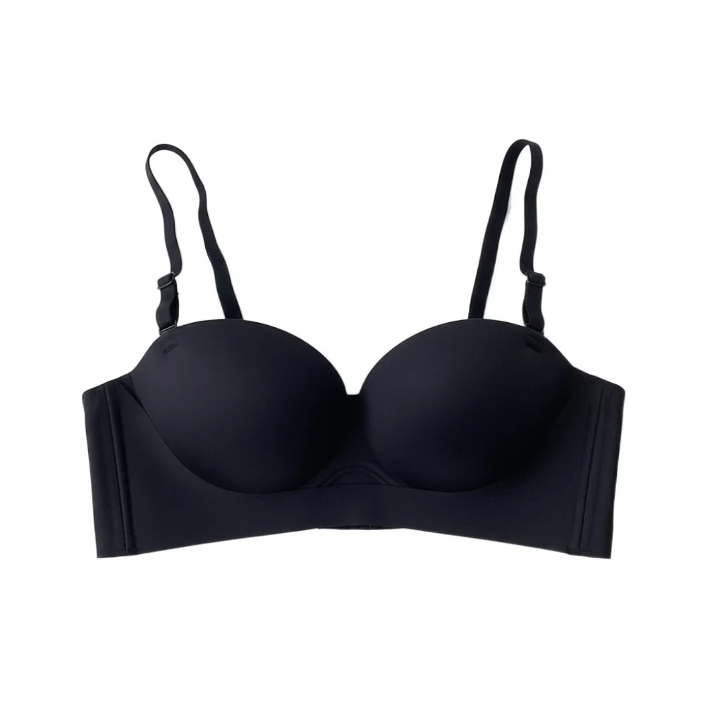 

Fashion Front Button Wireless Deep V Bra Push Up Anti-sagging Underwear for Women Thin Sweet Seamless Bra Running