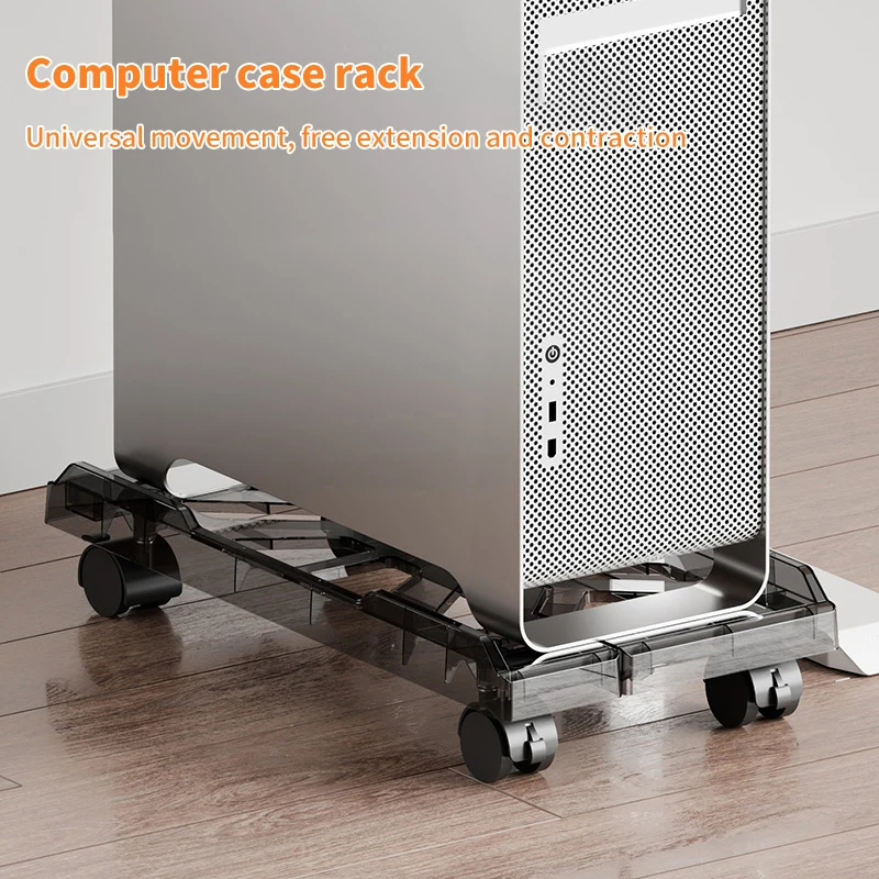 Home Office Adjustable Mobile CPU Case Stand Universal Heavy-Duty PC Tower Bracket Ventilated Under Desk CPU Case Bracket