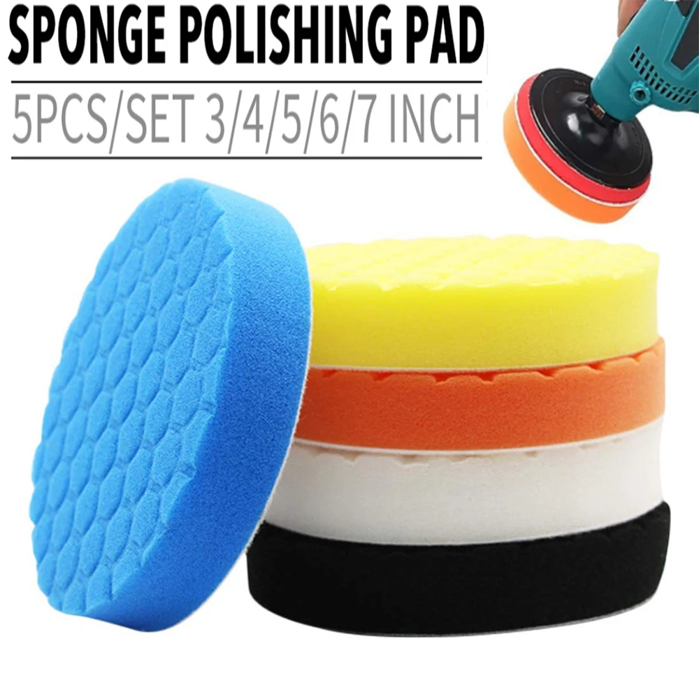 

5 шт., набор полировальных губок для полировки, 3/4/5/6/7 дюймов, полировщик автомобиля, накладка для восстановления фар автомобиля, инструмент для чистки автомойки