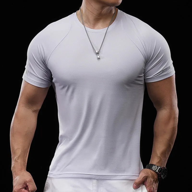 Men's Moisture Wicking Athletic Shirt Reflective Ultra Lightweight Breathable Mesh Back Running Gym Fitness Training Sports Top