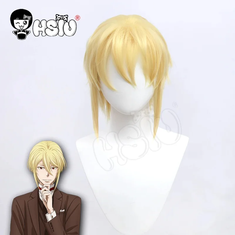 HSIU anime moriarty the patriot cosplay wig short blonde hair free brand wig cap