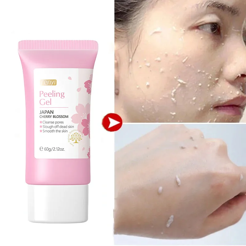 Kirschblüten-Peeling-Gel, Gesichtspeeling, feuchtigkeitsspendend, zarte Körperreinigung, Hautpflege, 60 g