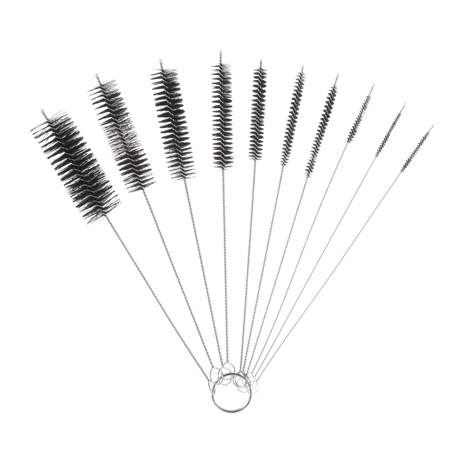 

10 шт./компл., черные щетки для чистки, нейлоновые щетки для трубок, щетка для инструментов из нержавеющей стали 304 для чистки маленьких бутылочек, сотовых телефонов и т. д.