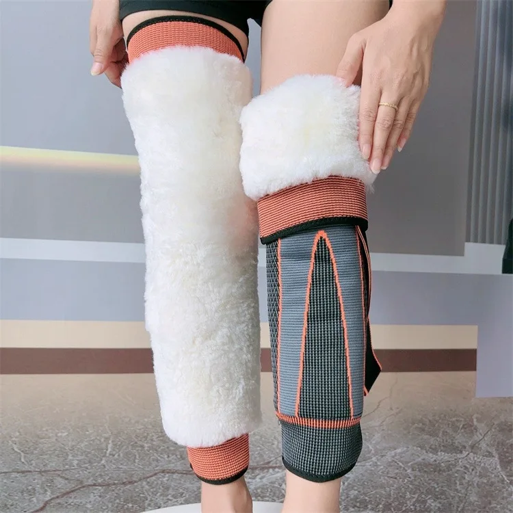 新しい厚くて長いストラップ付きウール製膝と脚のプロテクター、暖かい男性と女性向け