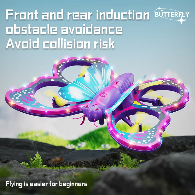 New V40 Glitter Butterfly Remote Control Aircraft 2.4GHz Gravity Sensing Mini Drone RC Quadcopter Children's Toy Gift