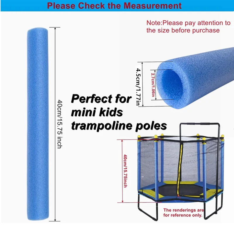 12PCS 40CM Trampoline Poles Cover Padding Foam Tubing Foamed Pipe Sponge Casing Protective Trampoline Pole Foam Sleeves Blue