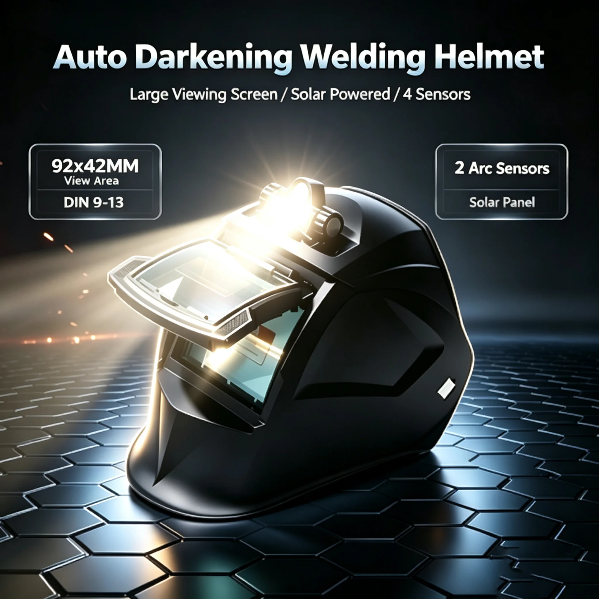 Auto Darkening Welding Helmet 1/1/1/2 True Color Solar Powered Welder Hood Wide View Shade 9-13 Adjustable Grinding Flip U