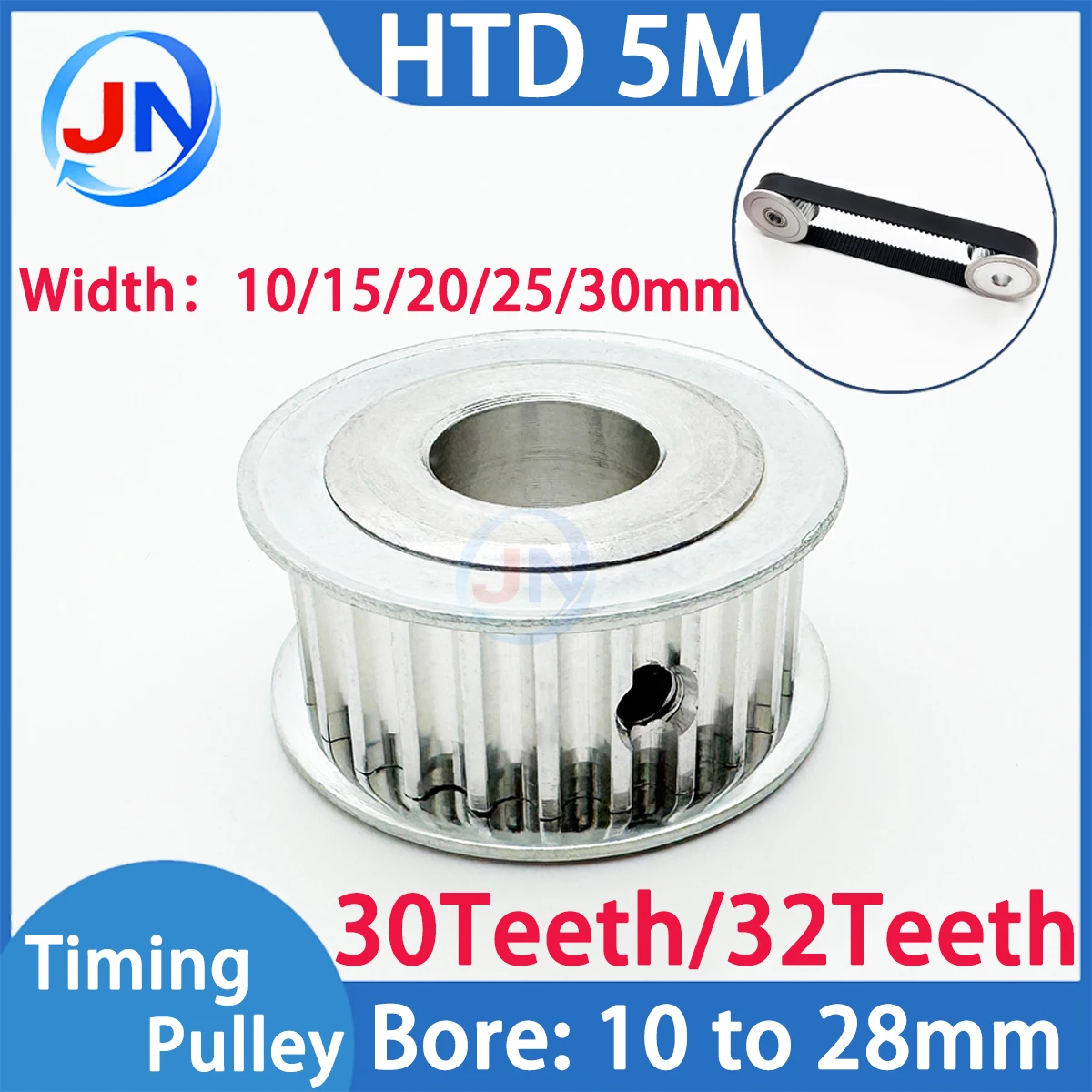 HTD 5M 30T 32T Timing Pulley 30Teeth 10 15 20 25 30mm Width Toothed Belt Pulleys 10 12 14 15mm Bore Gear Pulley for CNC Machine