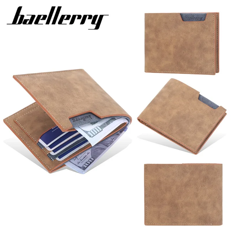 Baellerry Men's Matte Retro Multifunctional Wallet Simple and Short Wallet Large Capacity Multi Card Slot Wallet for Men