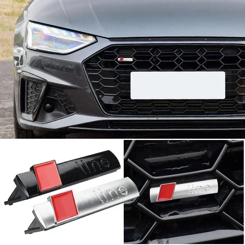 Car Front Grill Badge Grille Emblem Sticker For Audi Sline A1 A3 A4 8P 8L 8V A5 B6 B7 A6 A7 C5 C6 Q3 Q5 Q7 4F S3 S4 S6 RS3 TT.