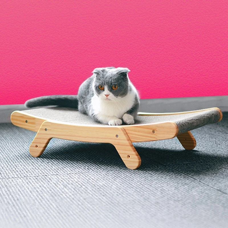 Pet Scratcher Wooden Pet Scratch Board Bed Scratching Pad Pet Toys Grinding Nail Scraper Mat Training Grinding Claw Easy To Use