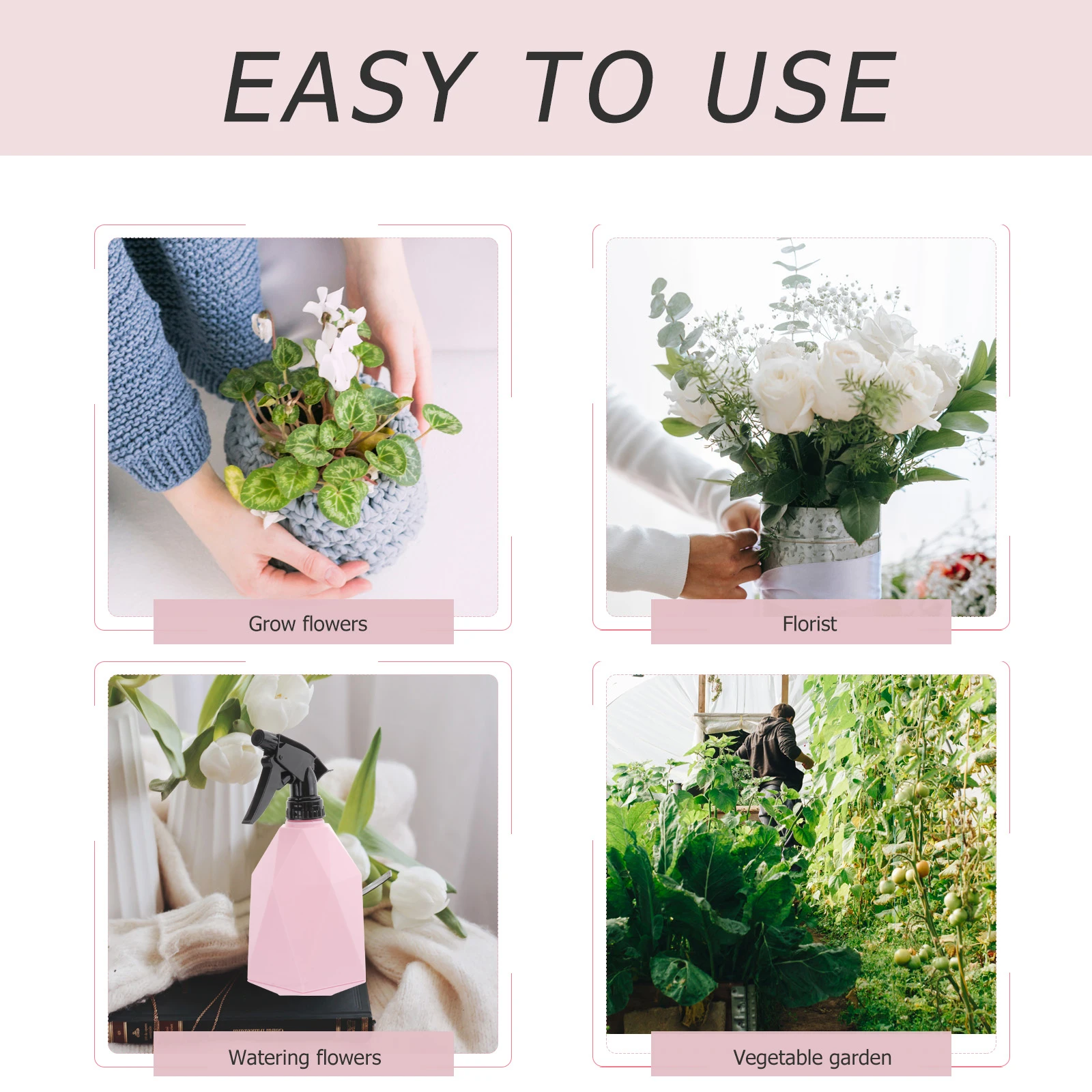 

600 Ml Press Watering Can High Hardness Plastic Durable Design Home Refillable Spray Bottle Office Garden Use Sprayer Bottle