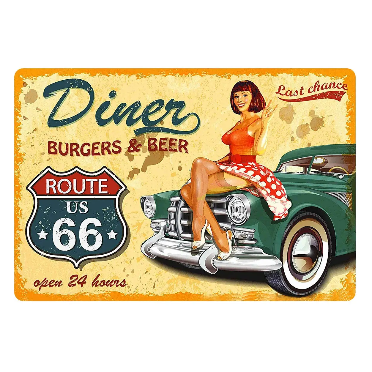 

Retro Vintage Tin Metal Sign, Gas and Oil Wall Decor for Home Garage Bar Man Cave, 8x12"/20x30cm (66 Diner)