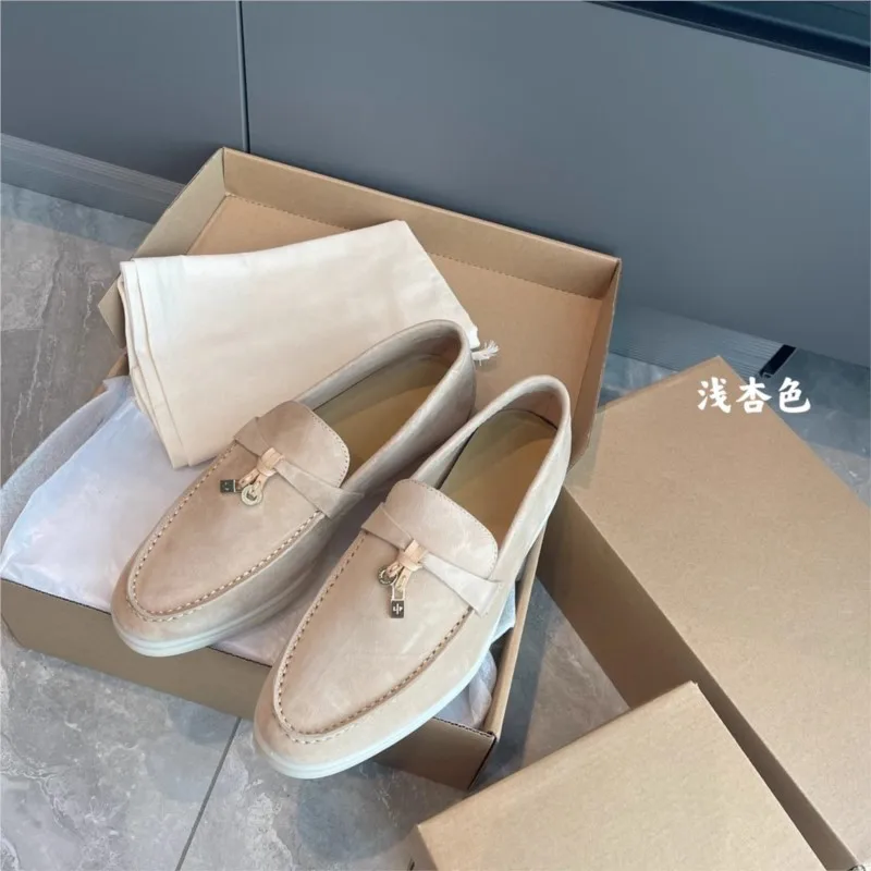 Loafer shoes women soft sole tassel cashmere casual flat shoes 2024 spring summer autumn new comfortable slip-on shoes