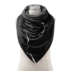 Women Fashion Scarves Button Casual Warm Printing Soft Shawls Wrap Scarf Neck Tie Women Scarf Satin Scarf Large Scarfs Summer