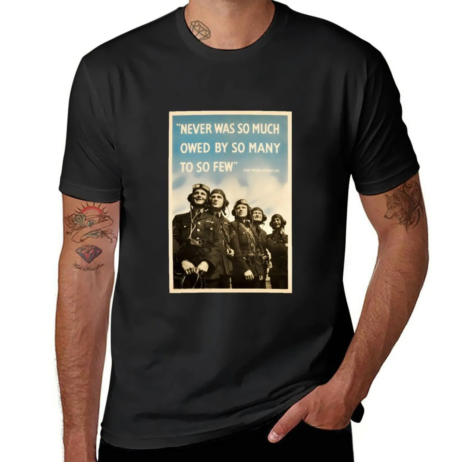 

New Never Was So Much Owed By So Many To So Few - WW2 Poster T-Shirt custom t shirt quick drying shirt mens white t shirts