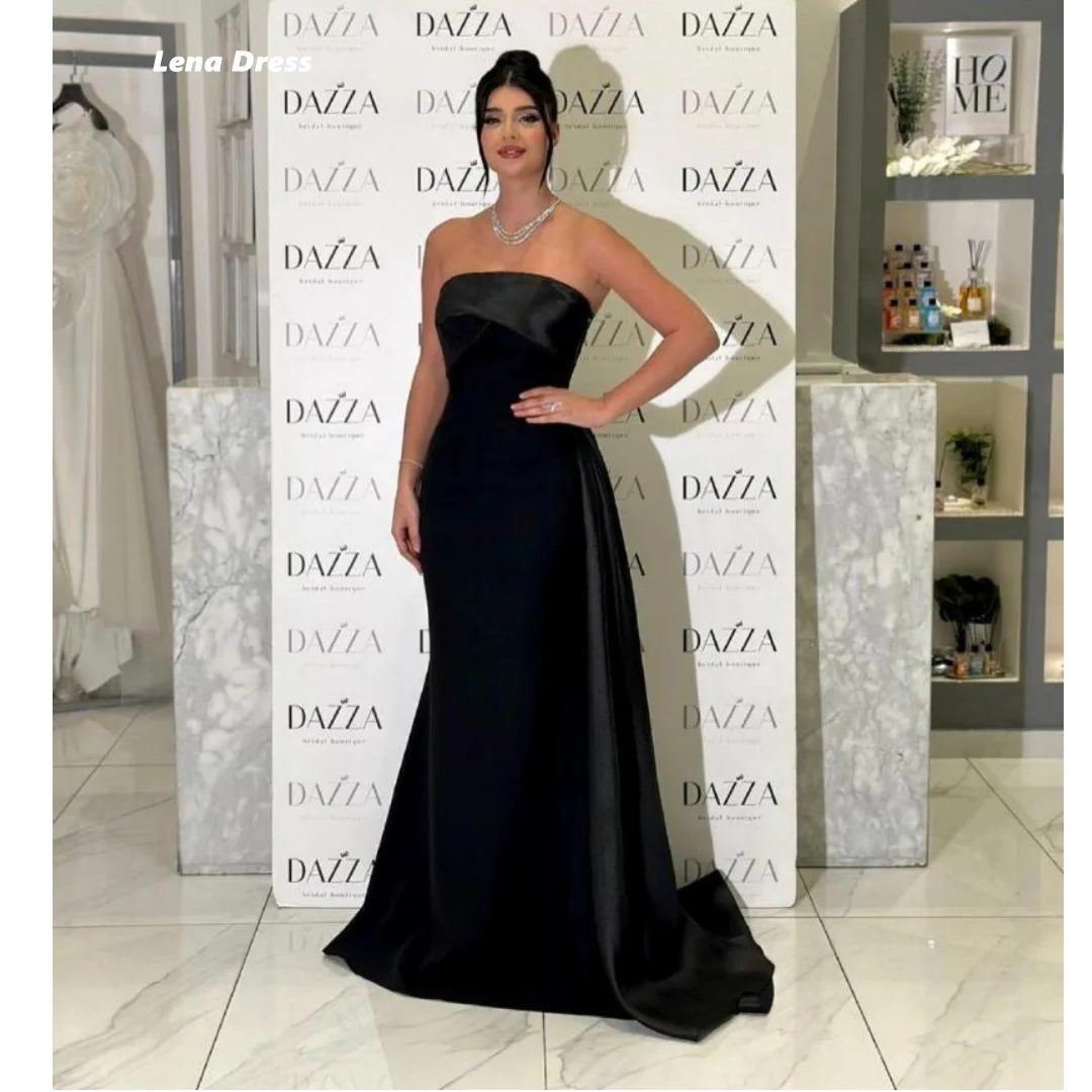 Lena Custom Made Luxurious Women's Evening Dresses for Special Occasions Black Elegant Party Dresses Woman Wedding Satin Mermaid