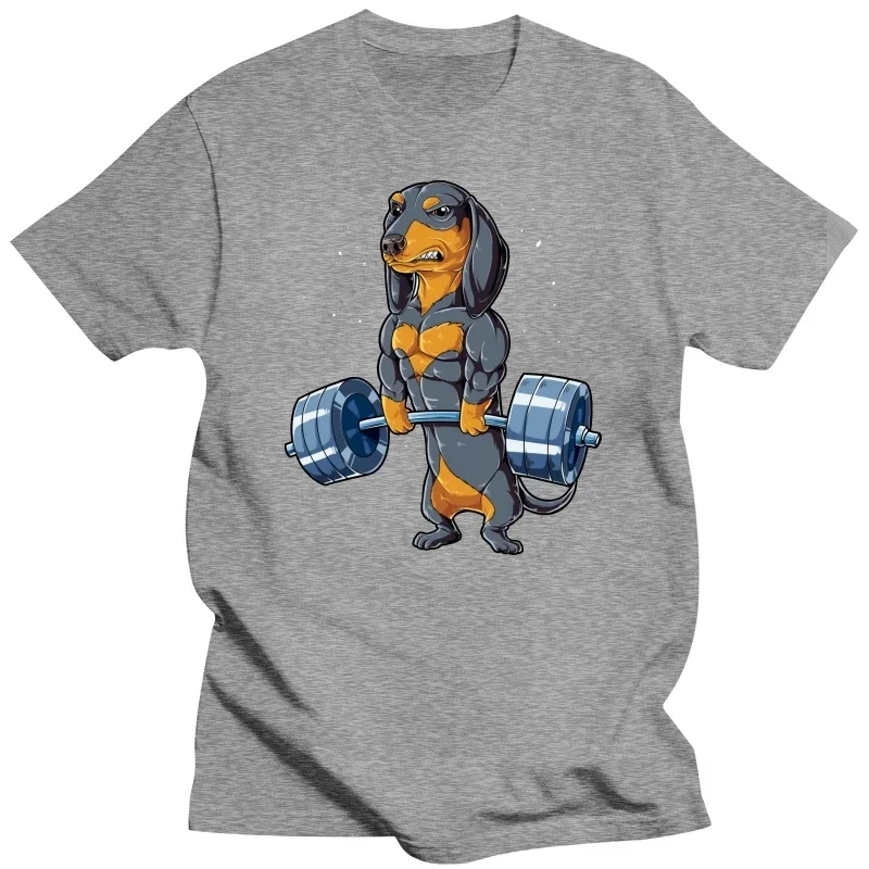 Dachshund Dog Weightlifting Funny Deadlift Gym T Shirts Graphic Cotton Streetwear Short Sleeve Birthday Gifts Summer T-shirt