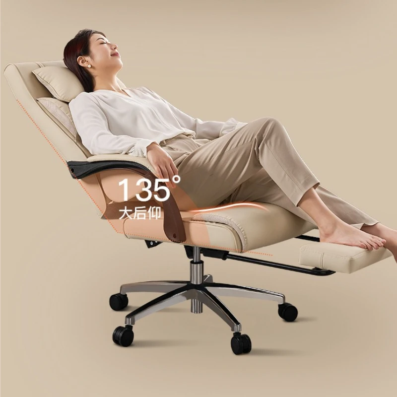 Multi-functional Chair Leather boss chair reclining chair nap office high-end office sofa seat
