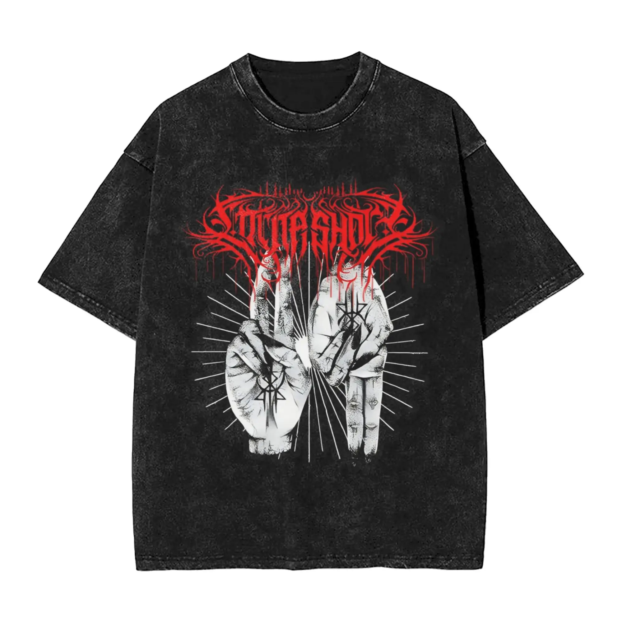 Washed T Shirt Lorna Shore American Deathcore Band Hip Hop Vintage T-Shirts Oversize Streetwear Printed Tops Tees Men Women